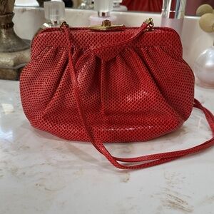 Judith Leiber Red Textured Clutch